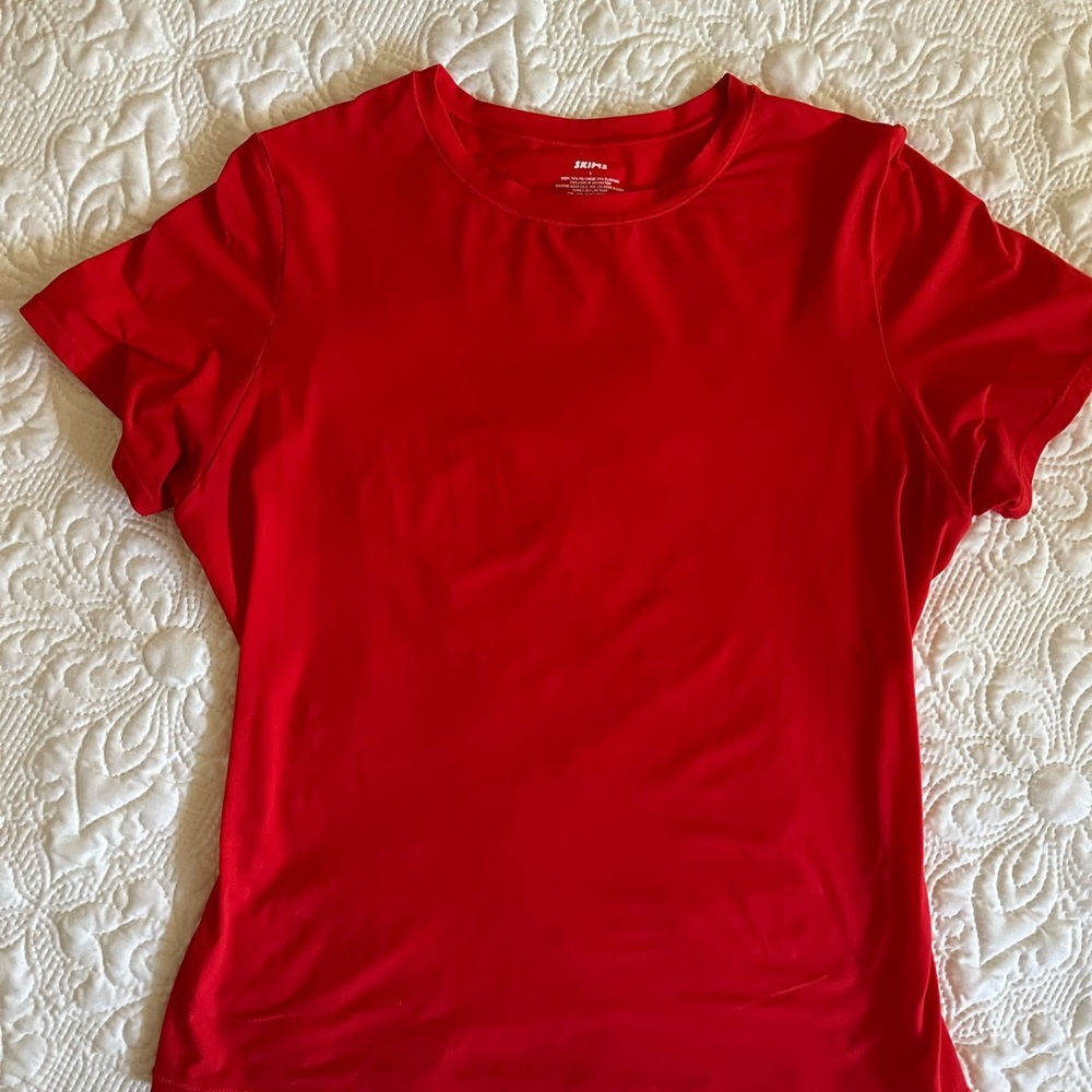 Skims Red Fitted Short Sleeve T-Shirt